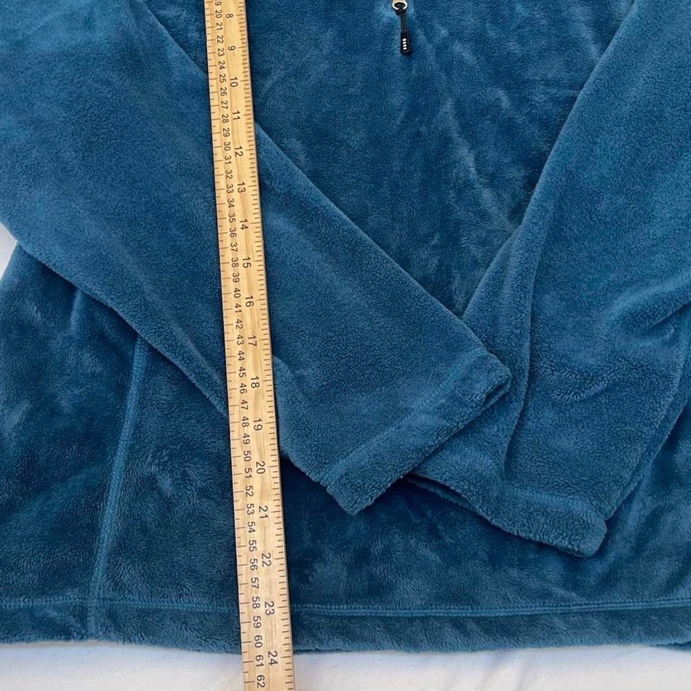 Lands End Womens Quarter Zip Fleece Pullover Teal Blue Mock Neck Size L 14-16 - Picture 4 of 7